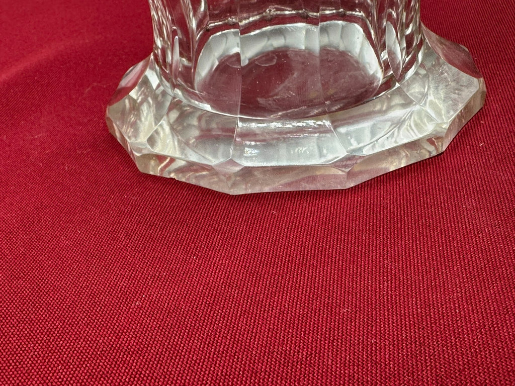 Vintage Karaffe Flasche mit Stöpsel Glas Ätzdekor Versilberte Plakette