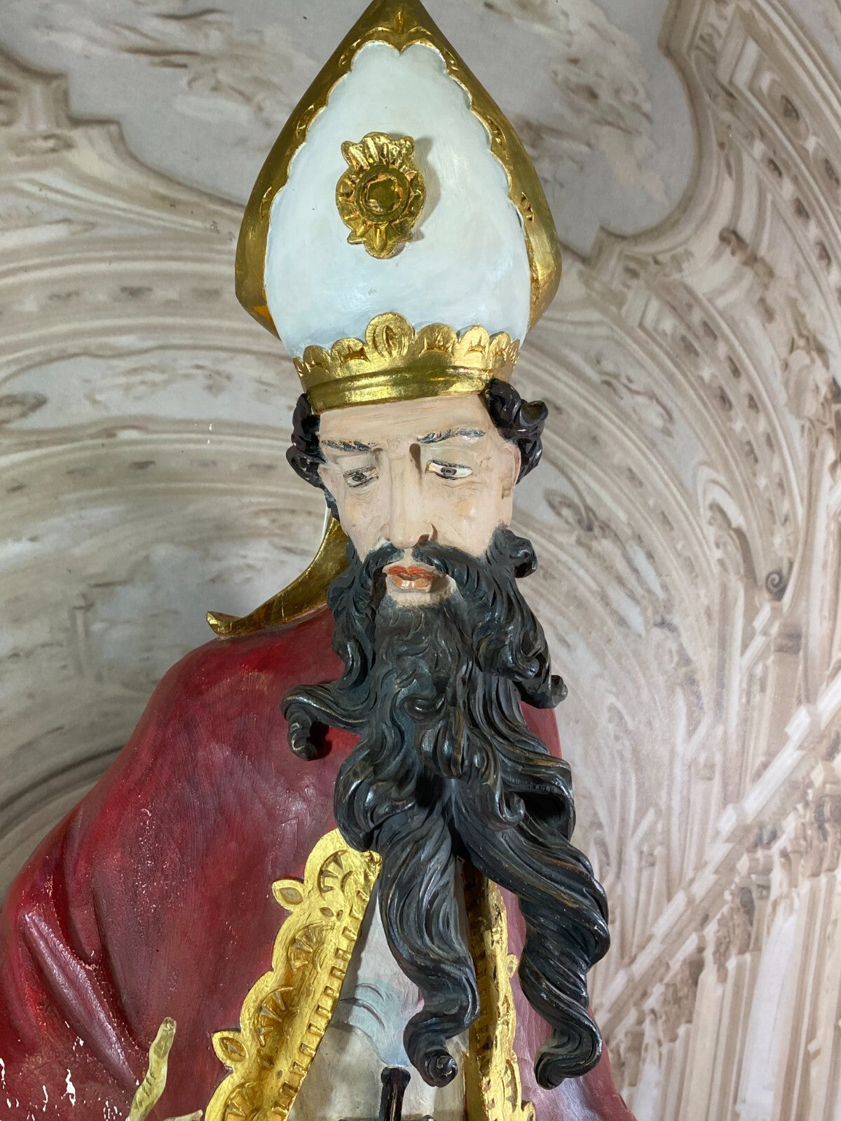 Skulptur Heiliger Urban handbemalt 118cm hoch Neo Barock Figur