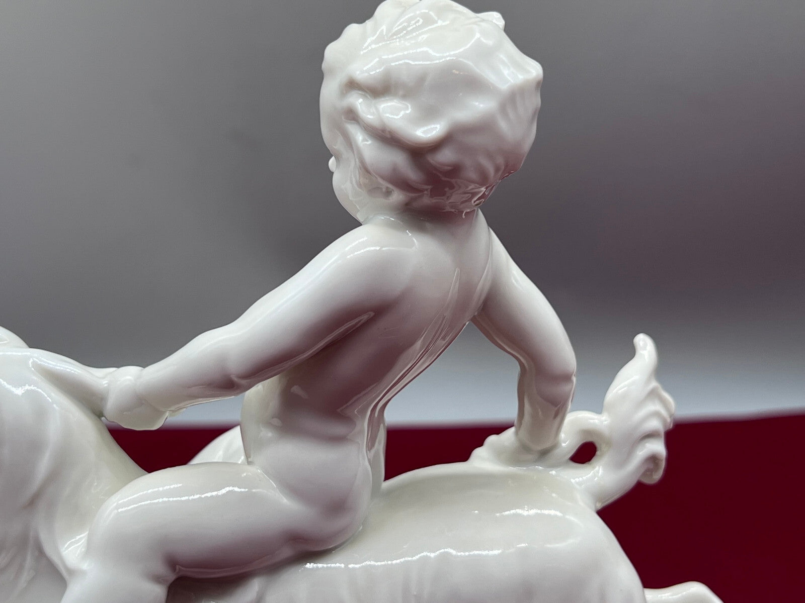 Porzellan Figur Putto auf Ziegenbock Volkstedt Entwurf Hugo Meisel