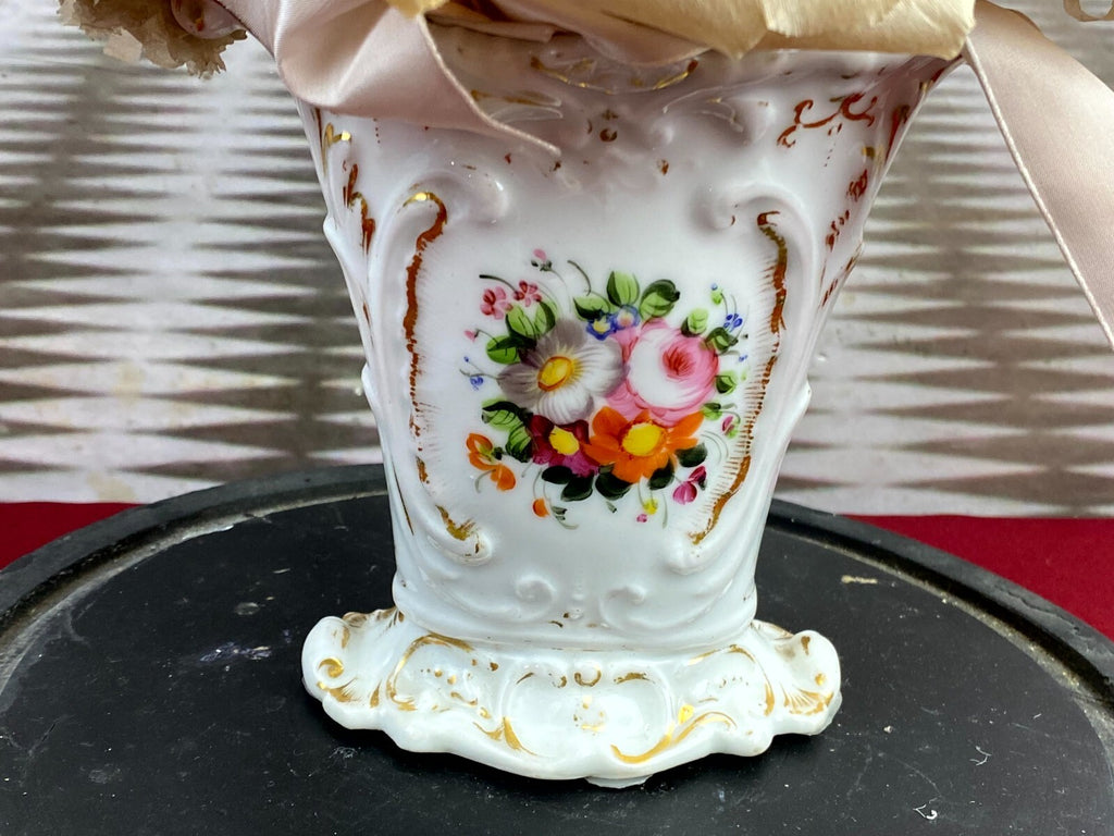 Globe De Mariee Hochzeit Andenken Frankreich Napoleon Iii Blumen in Vase 49cm
