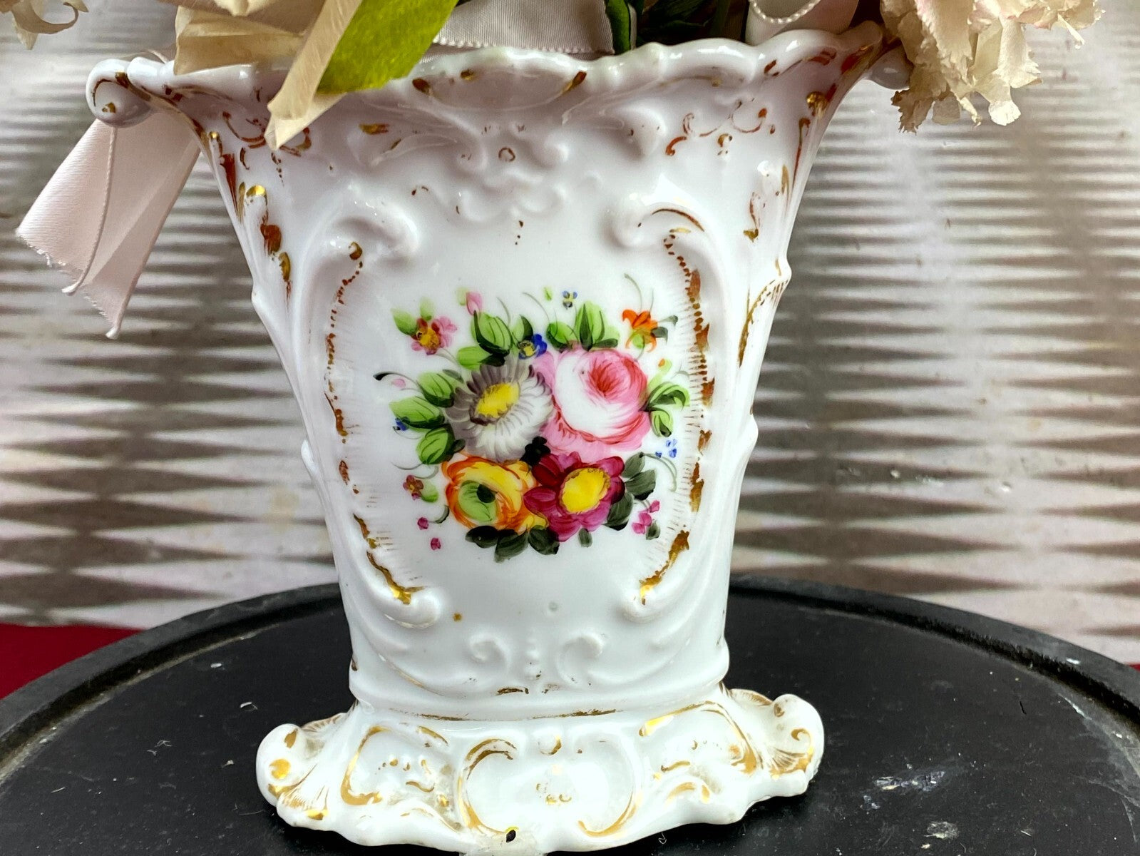 Globe De Mariee Hochzeit Andenken Frankreich Napoleon Iii Blumen in Vase 49cm