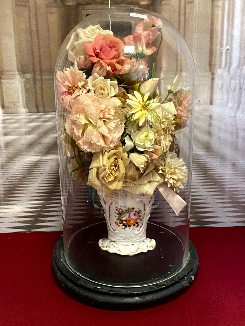 Globe De Mariee Hochzeit Andenken Frankreich Napoleon Iii Blumen in Vase 49cm