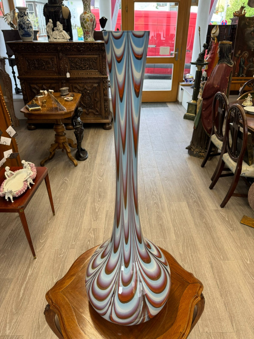 Vintage Bodenvase grosse Vase aus Glas Lollipop Space Age Schott Zwiesel 82x28cm