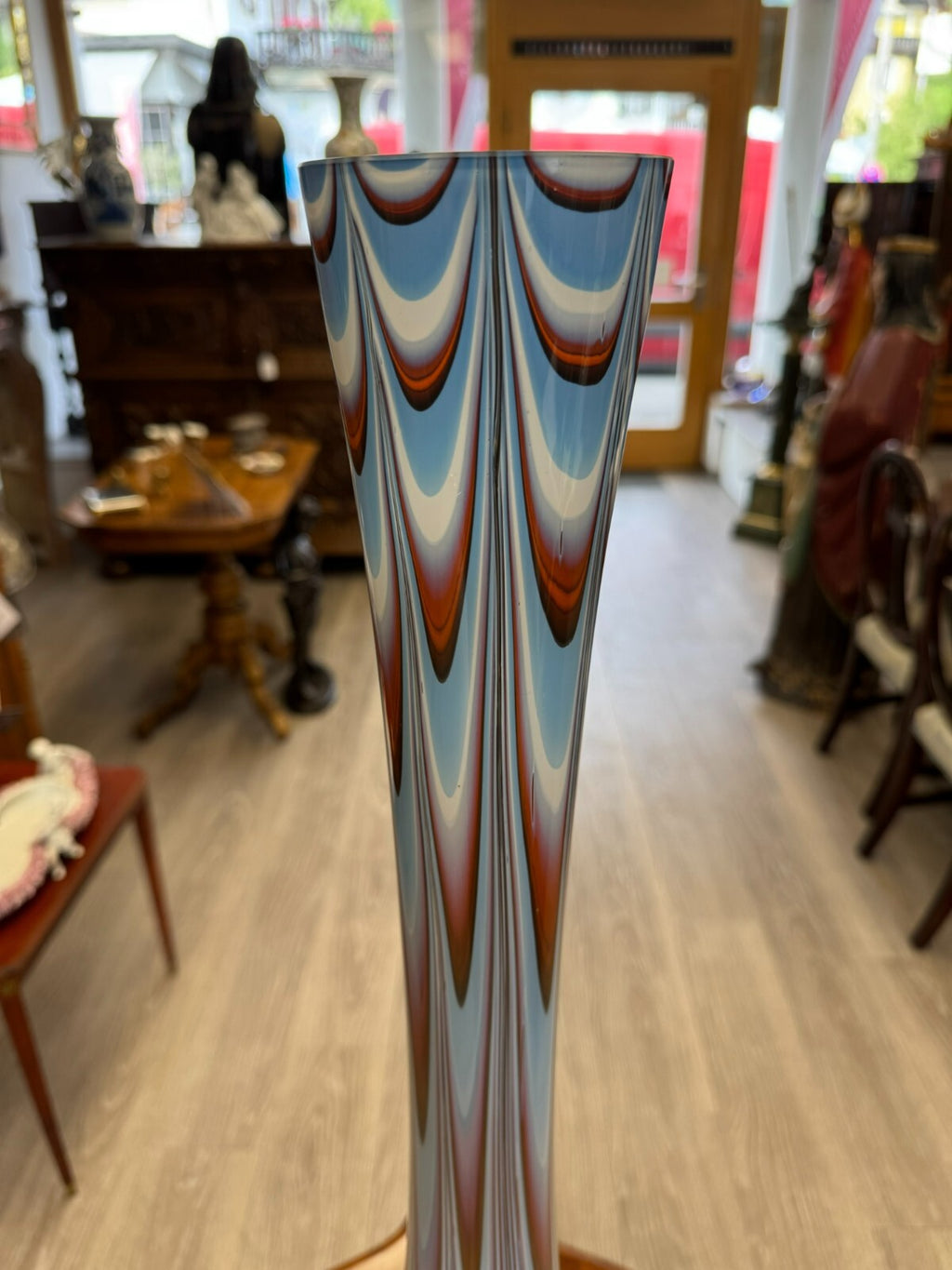 Vintage Bodenvase grosse Vase aus Glas Lollipop Space Age Schott Zwiesel 82x28cm