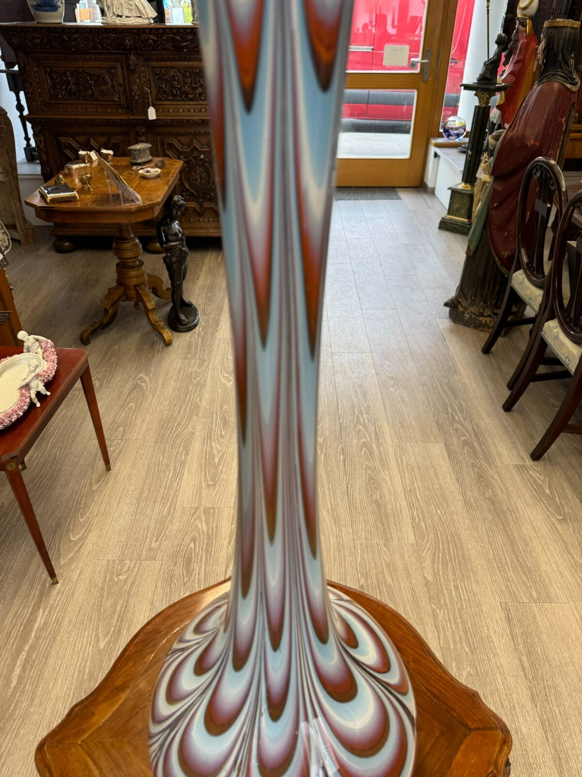 Vintage Bodenvase grosse Vase aus Glas Lollipop Space Age Schott Zwiesel 82x28cm