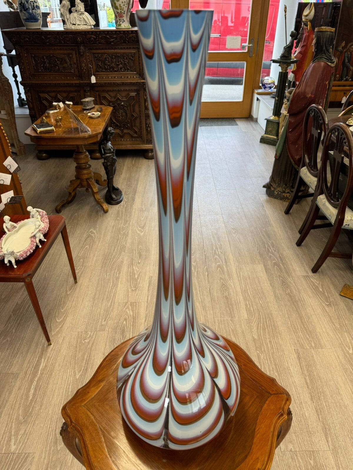 Vintage Bodenvase grosse Vase aus Glas Lollipop Space Age Schott Zwiesel 82x28cm