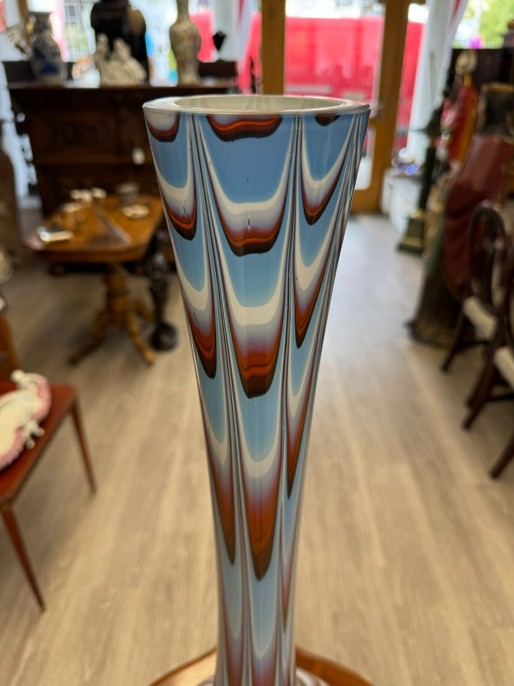 Vintage Bodenvase grosse Vase aus Glas Lollipop Space Age Schott Zwiesel 82x28cm
