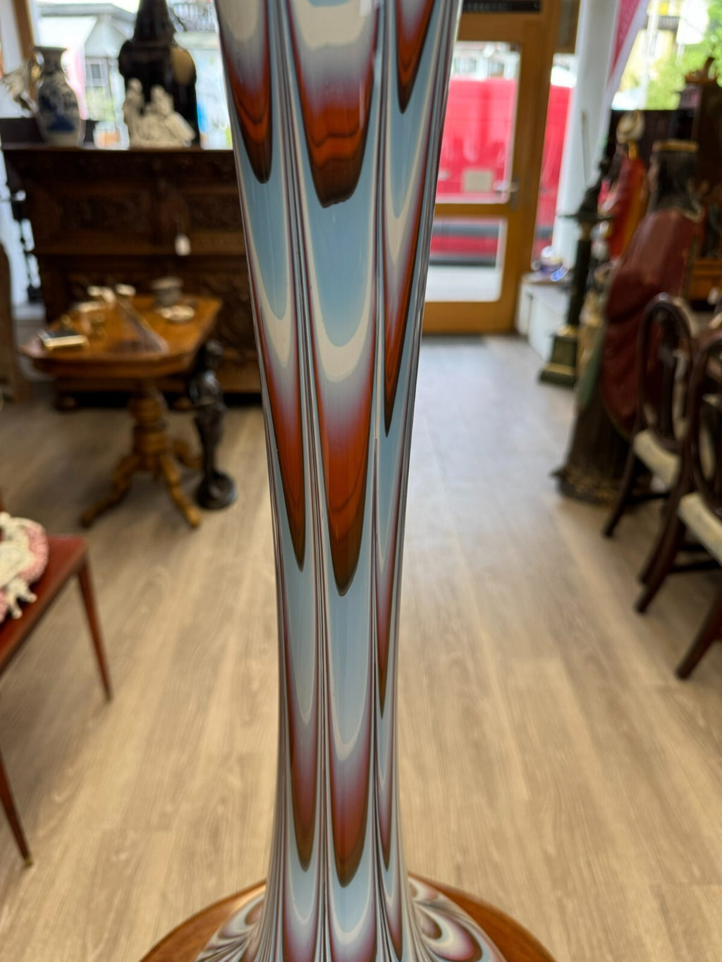 Vintage Bodenvase grosse Vase aus Glas Lollipop Space Age Schott Zwiesel 82x28cm