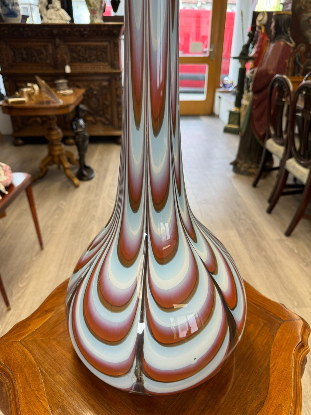 Vintage Bodenvase grosse Vase aus Glas Lollipop Space Age Schott Zwiesel 82x28cm