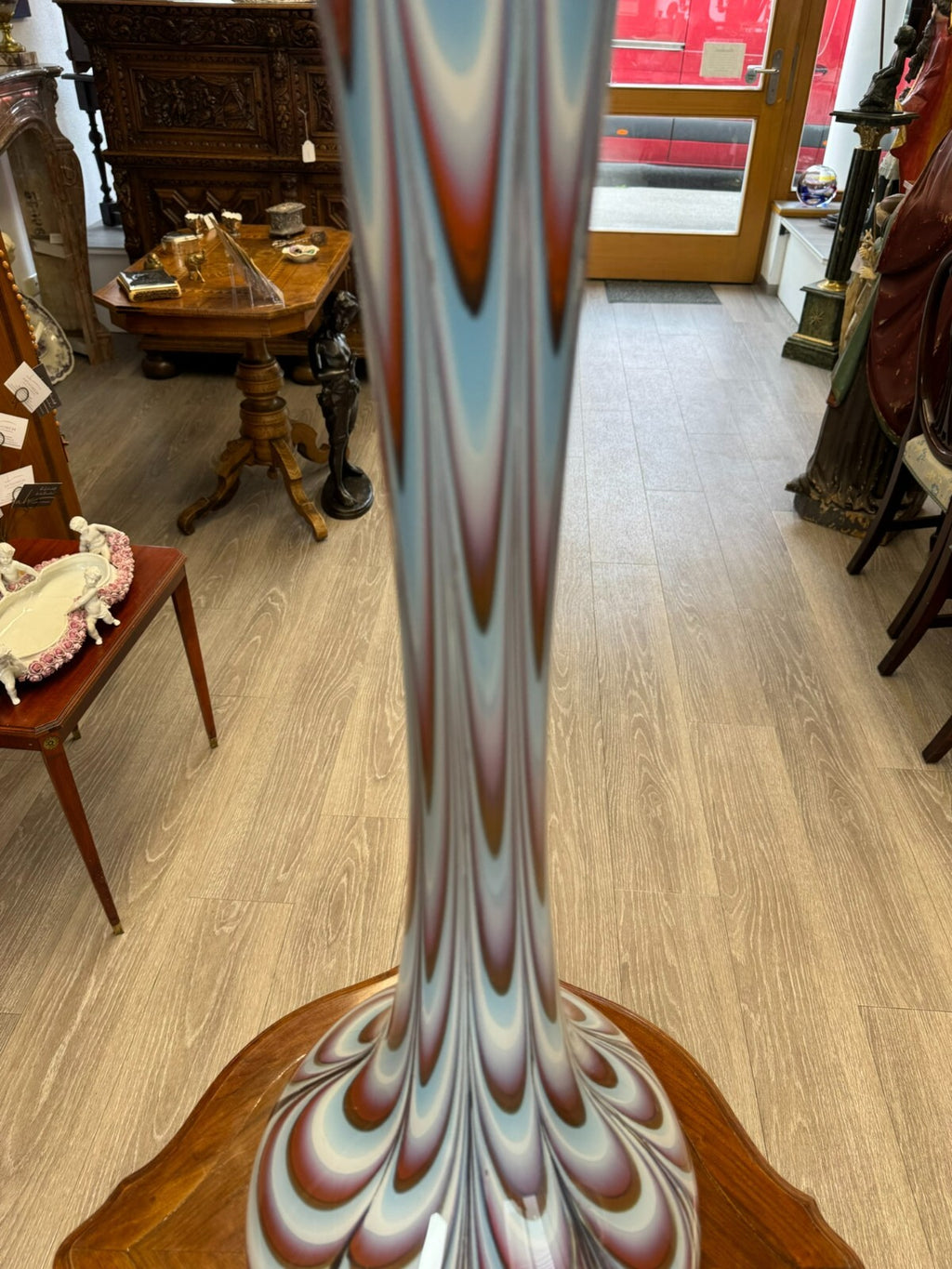 Vintage Bodenvase grosse Vase aus Glas Lollipop Space Age Schott Zwiesel 82x28cm