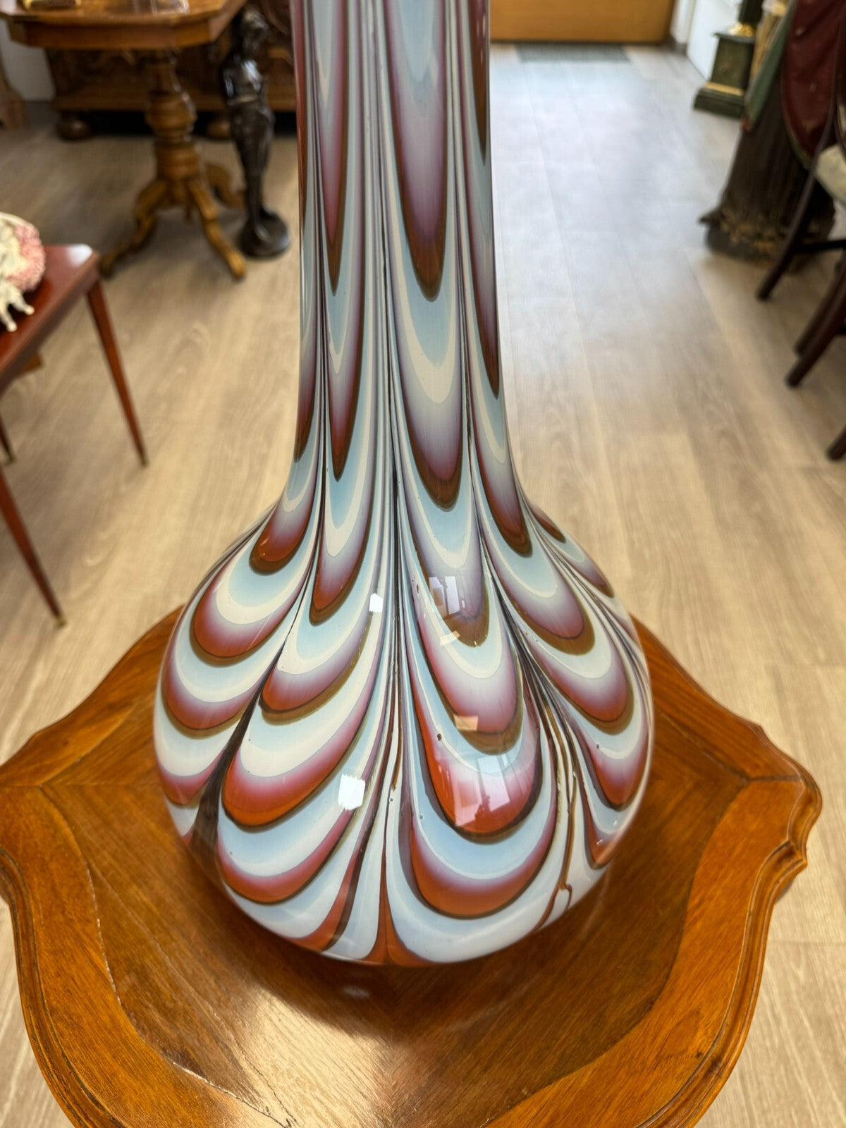 Vintage Bodenvase grosse Vase aus Glas Lollipop Space Age Schott Zwiesel 82x28cm
