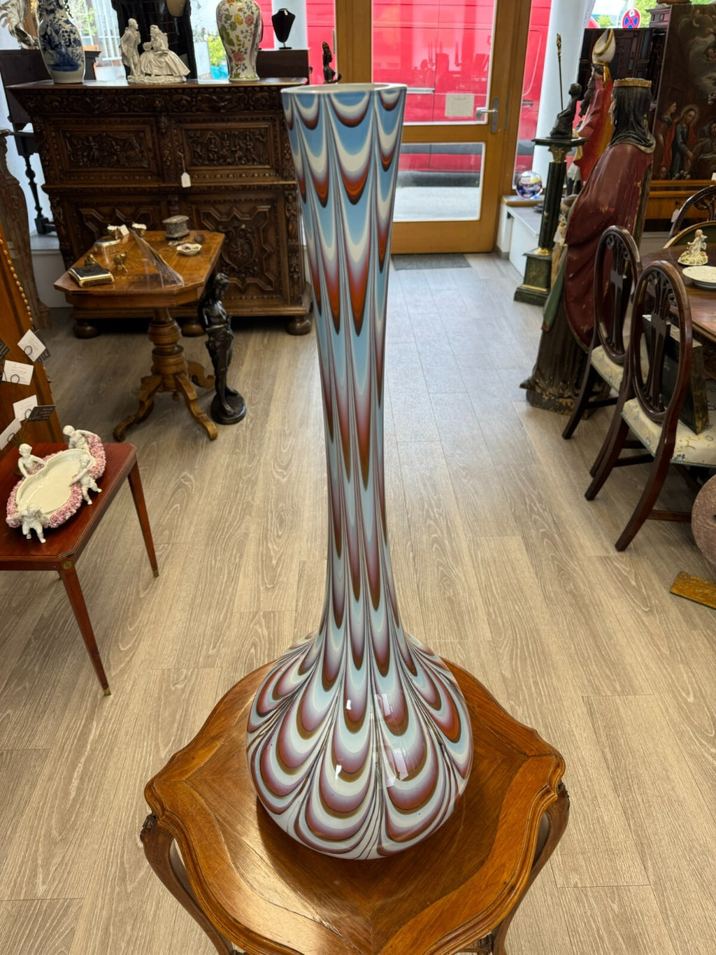 Vintage Bodenvase grosse Vase aus Glas Lollipop Space Age Schott Zwiesel 82x28cm