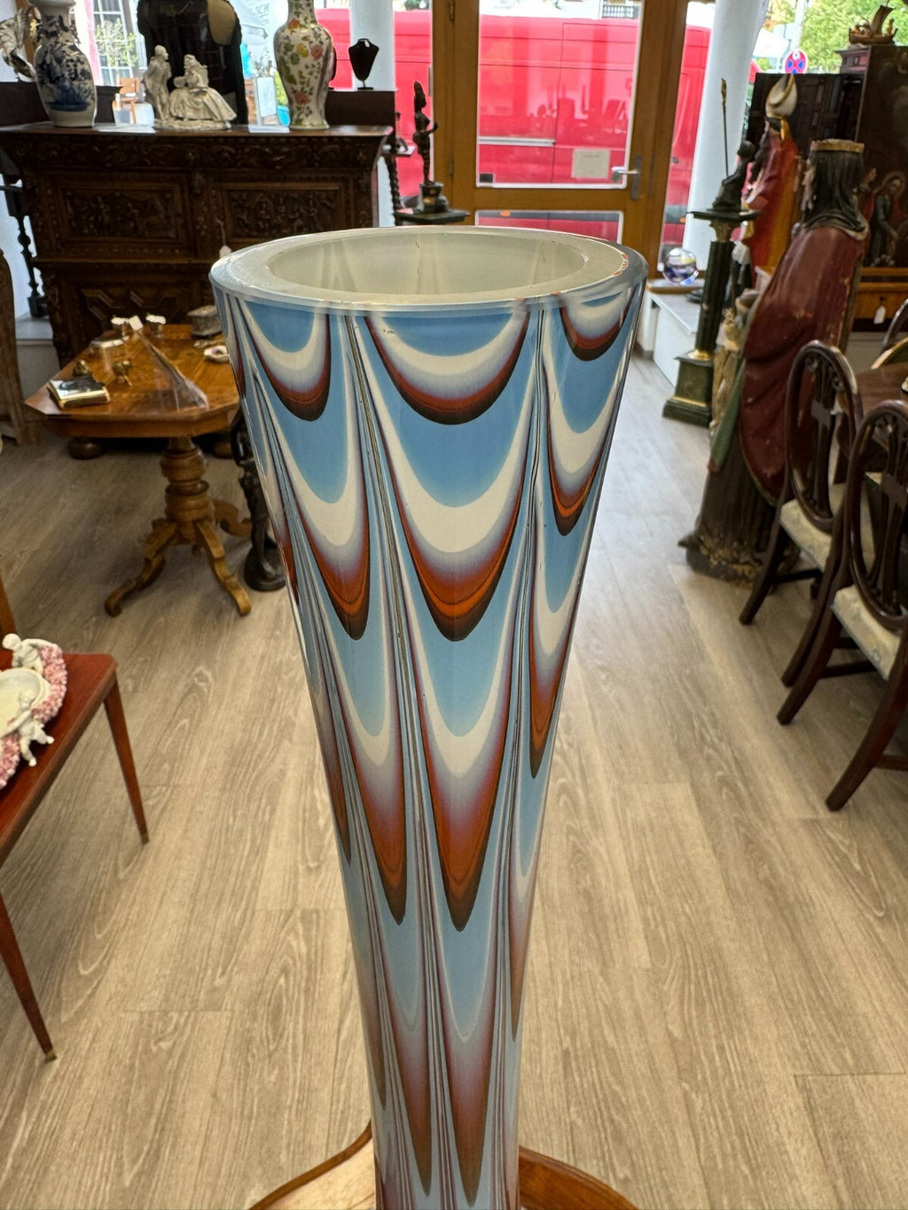 Vintage Bodenvase grosse Vase aus Glas Lollipop Space Age Schott Zwiesel 82x28cm