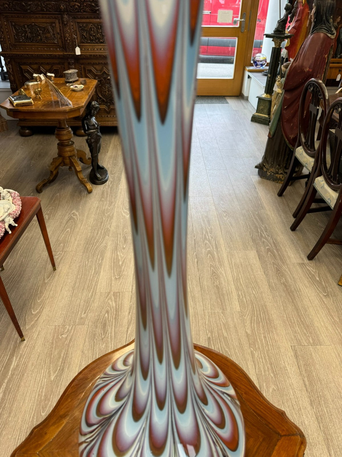 Vintage Bodenvase grosse Vase aus Glas Lollipop Space Age Schott Zwiesel 82x28cm