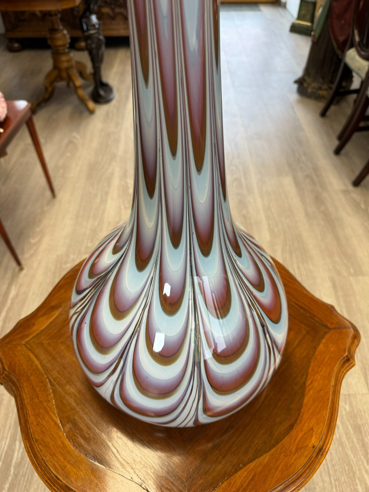 Vintage Bodenvase grosse Vase aus Glas Lollipop Space Age Schott Zwiesel 82x28cm