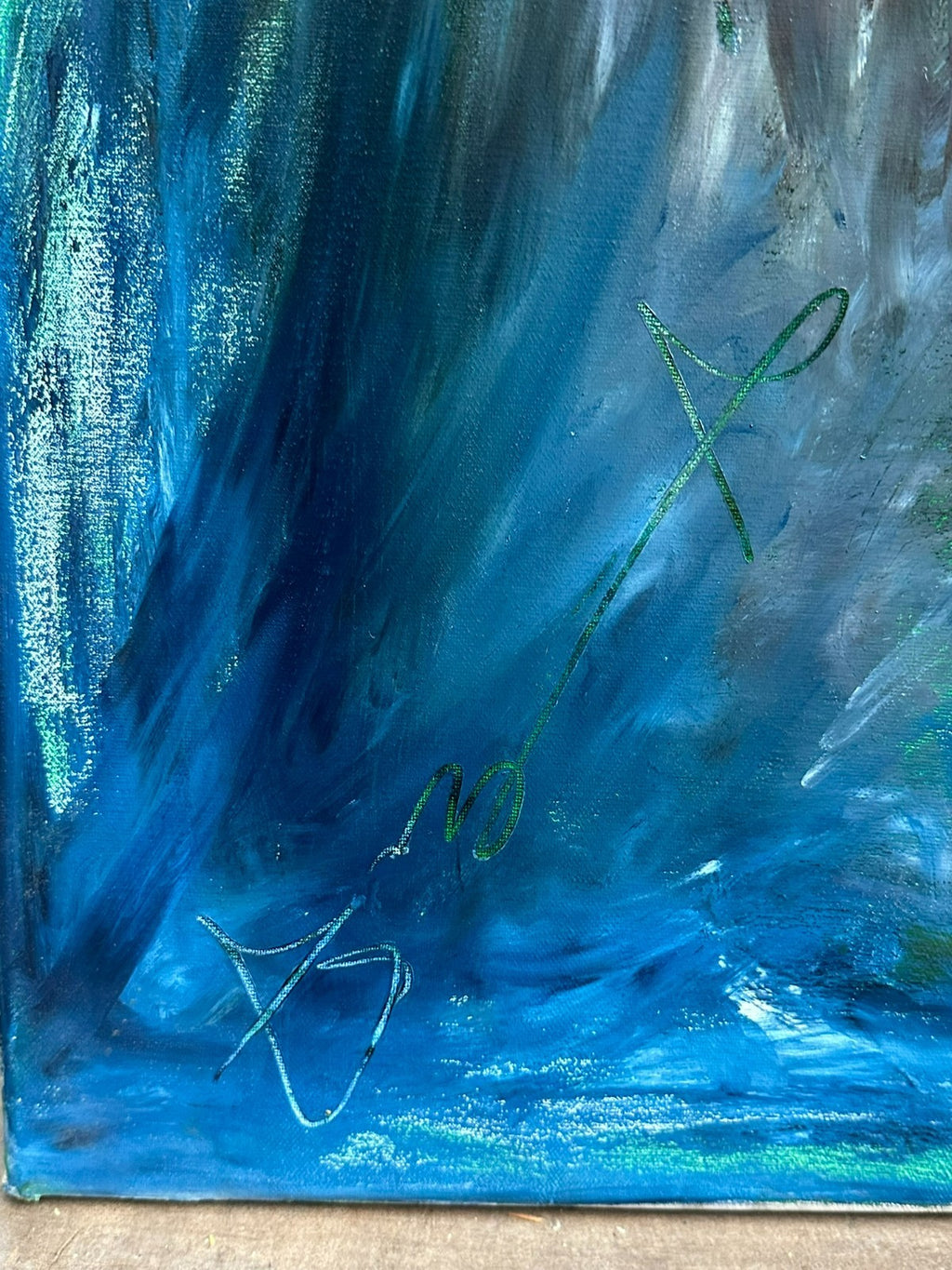 Modernes Ölgemälde Fantasy Komposition signiert 60x80cm