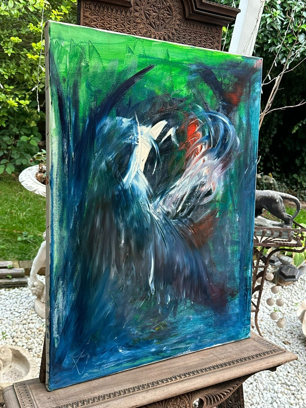 Modernes Ölgemälde Fantasy Komposition signiert 60x80cm