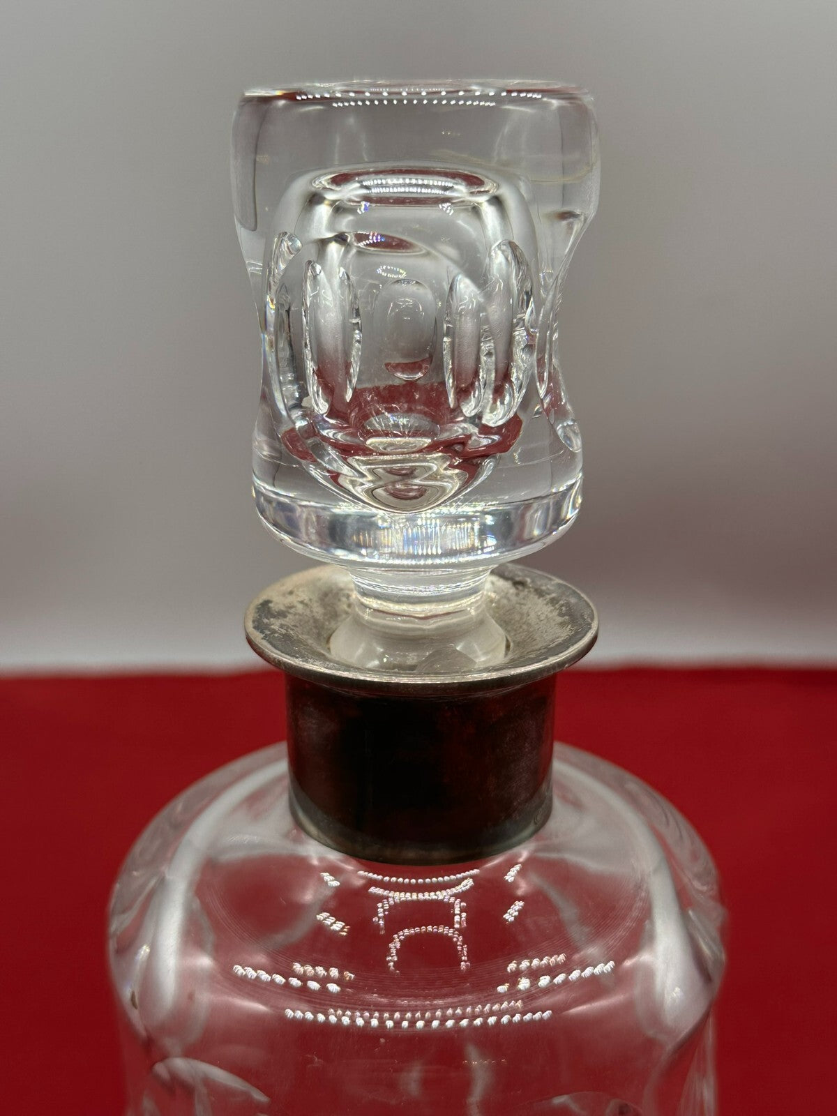 Vintage Karaffe Flasche mit Stöpsel aus Glas Montur aus Silber 835