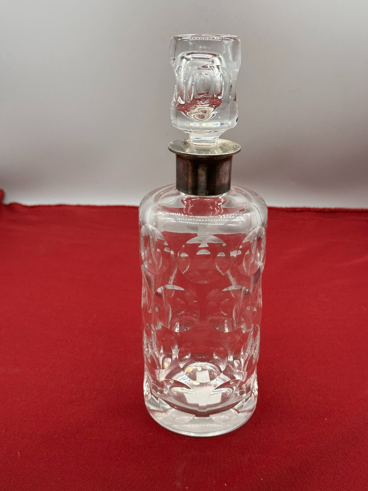 Vintage Karaffe Flasche mit Stöpsel aus Glas Montur aus Silber 835