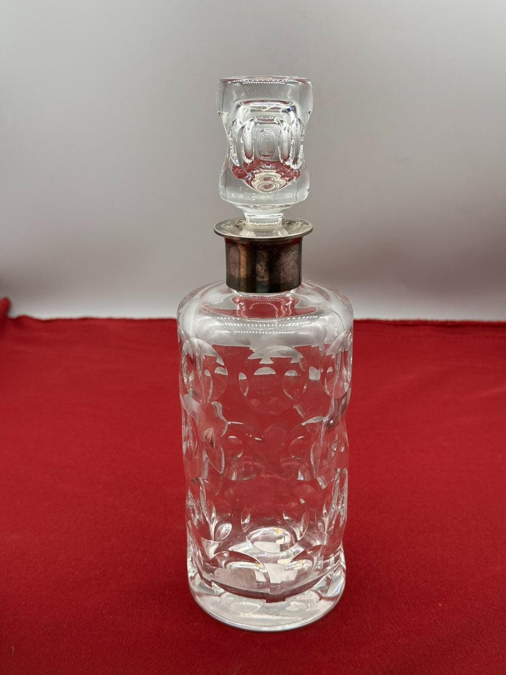 Vintage Karaffe Flasche mit Stöpsel aus Glas Montur aus Silber 835