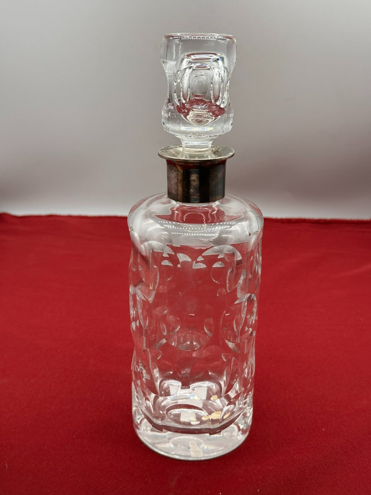 Vintage Karaffe Flasche mit Stöpsel aus Glas Montur aus Silber 835
