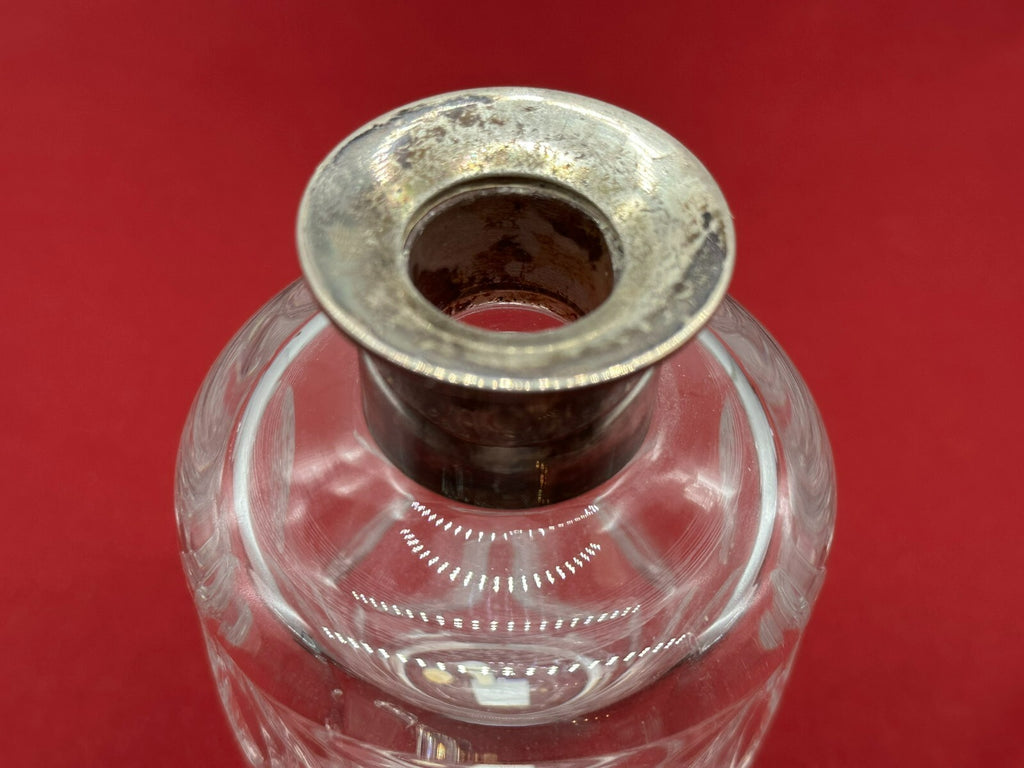 Vintage Karaffe Flasche mit Stöpsel aus Glas Montur aus Silber 835