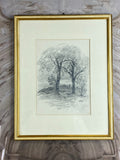 KOHLESTIFT ZEICHNUNG GERAHMT BÄUME LANDSCHAFT JOSEF WOPFNER (1843-1927)