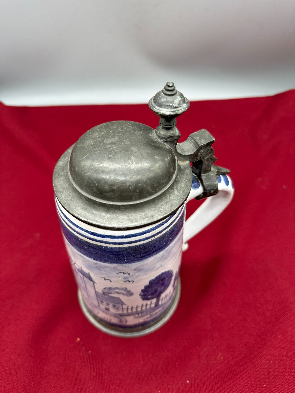 Antiker Barock Krug Barockkrug Keramik handbemalt 19 tes Jhdt