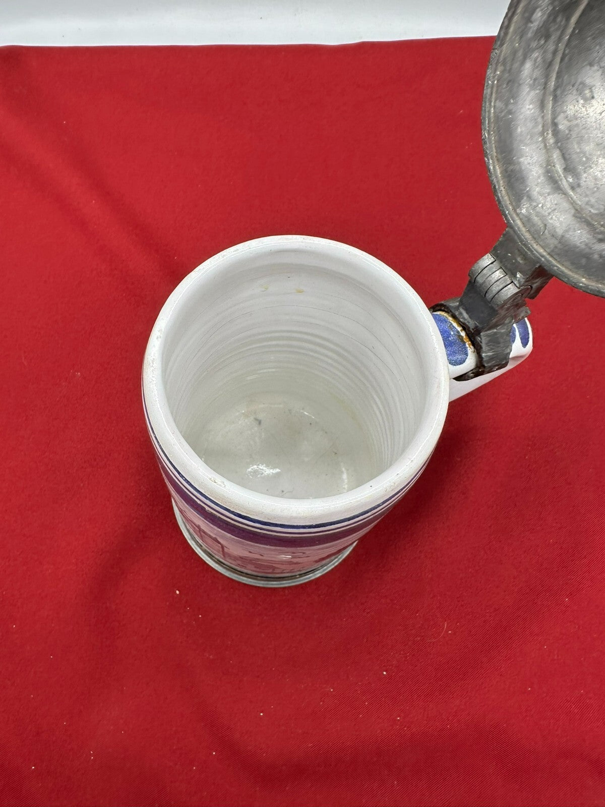 Antiker Barock Krug Barockkrug Keramik handbemalt 19 tes Jhdt