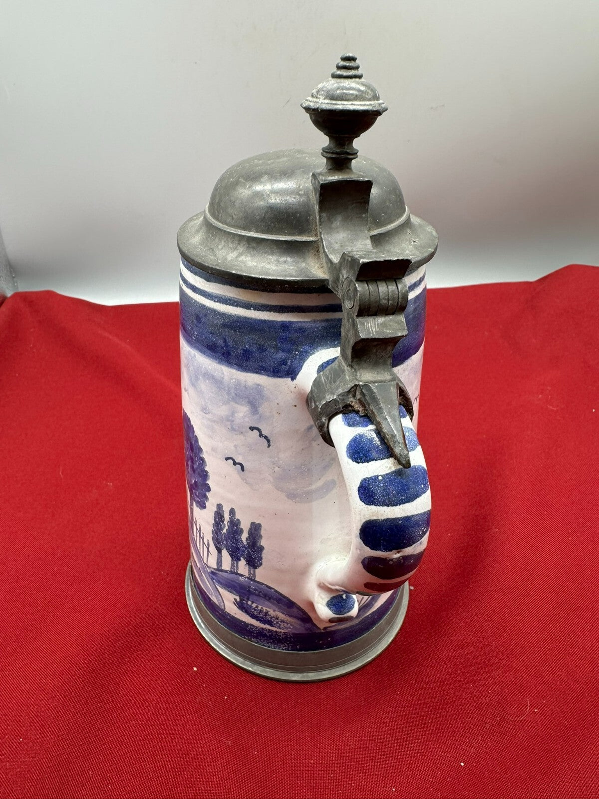 Antiker Barock Krug Barockkrug Keramik handbemalt 19 tes Jhdt