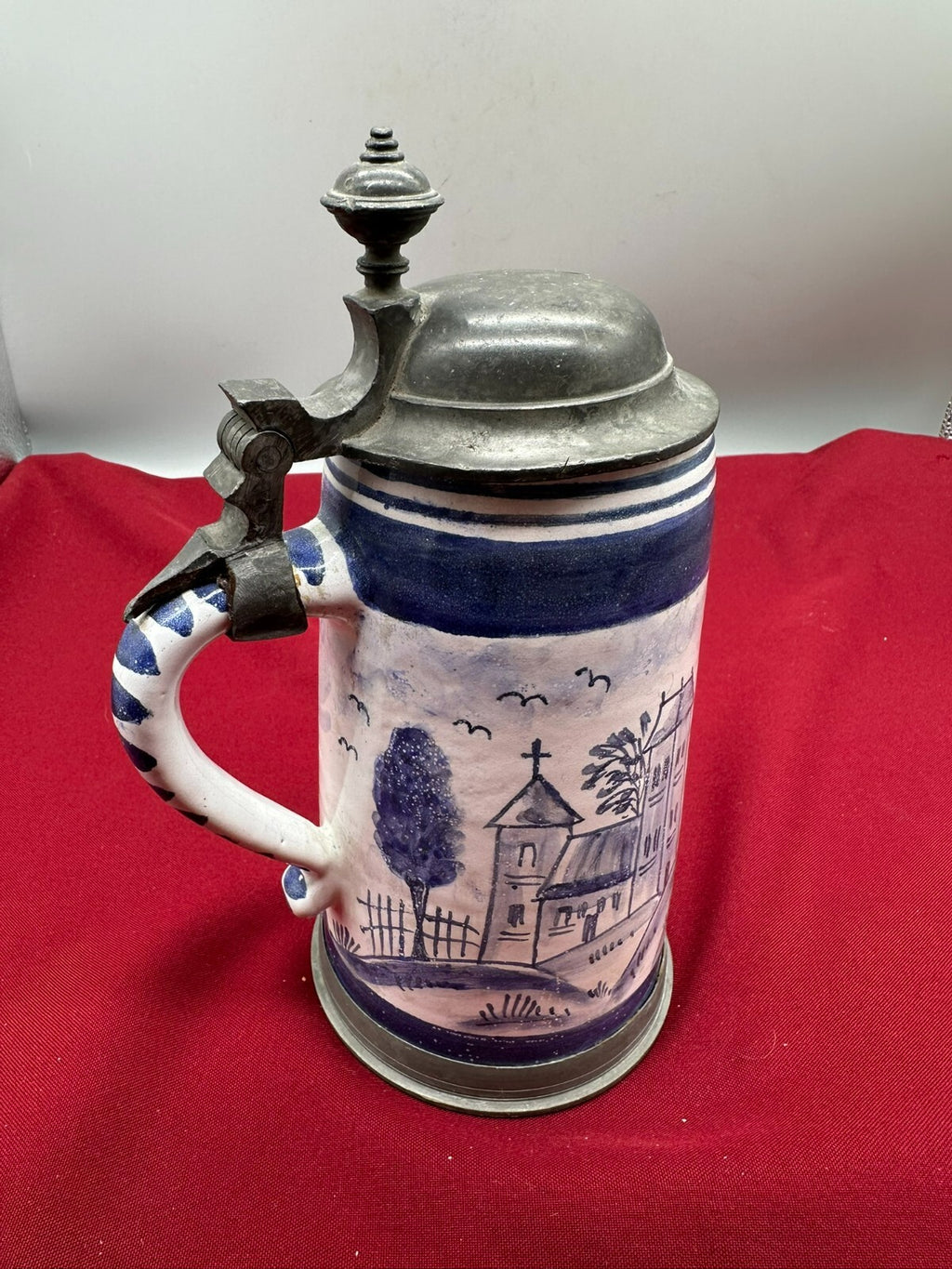 Antiker Barock Krug Barockkrug Keramik handbemalt 19 tes Jhdt