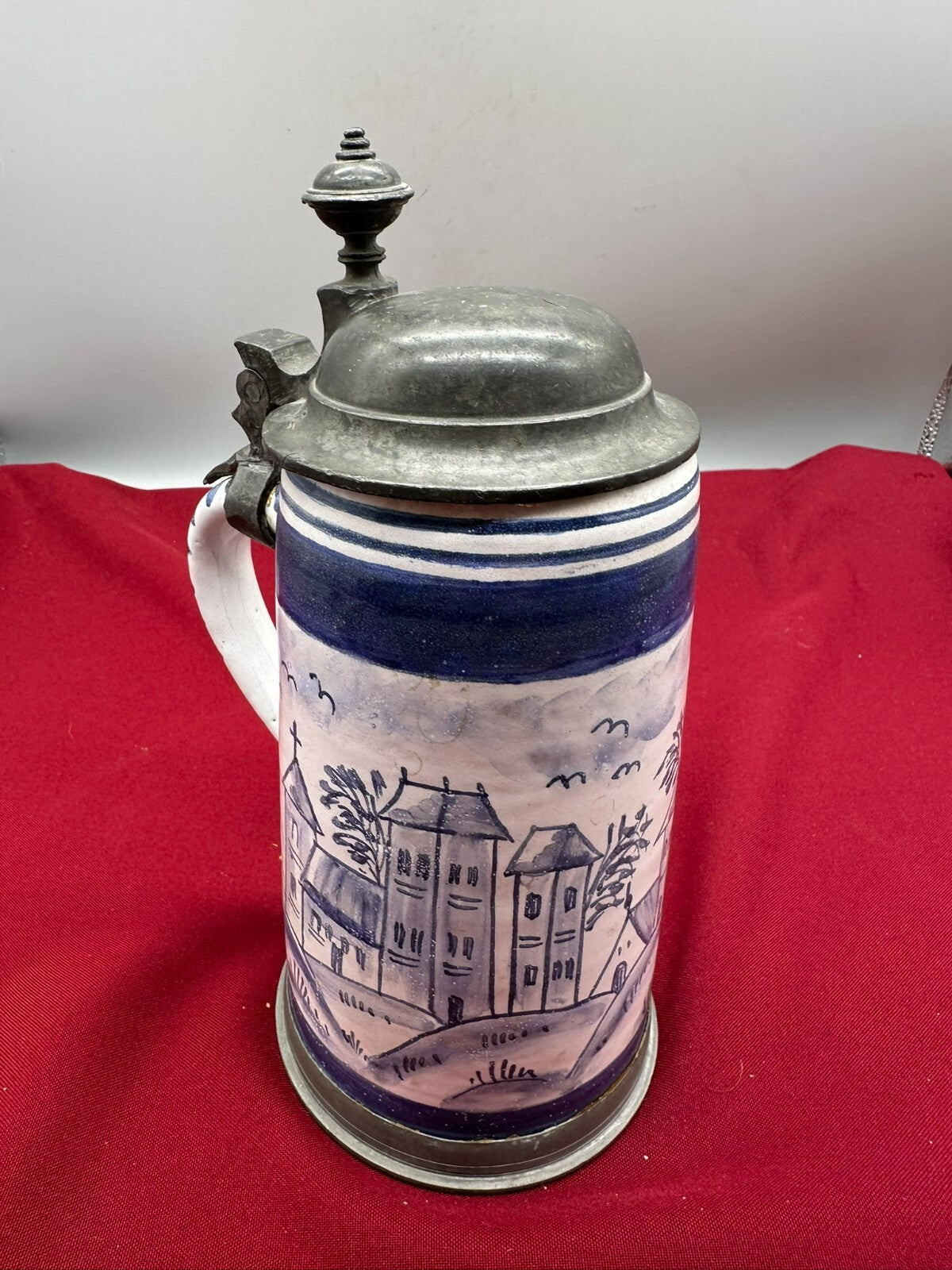 Antiker Barock Krug Barockkrug Keramik handbemalt 19 tes Jhdt