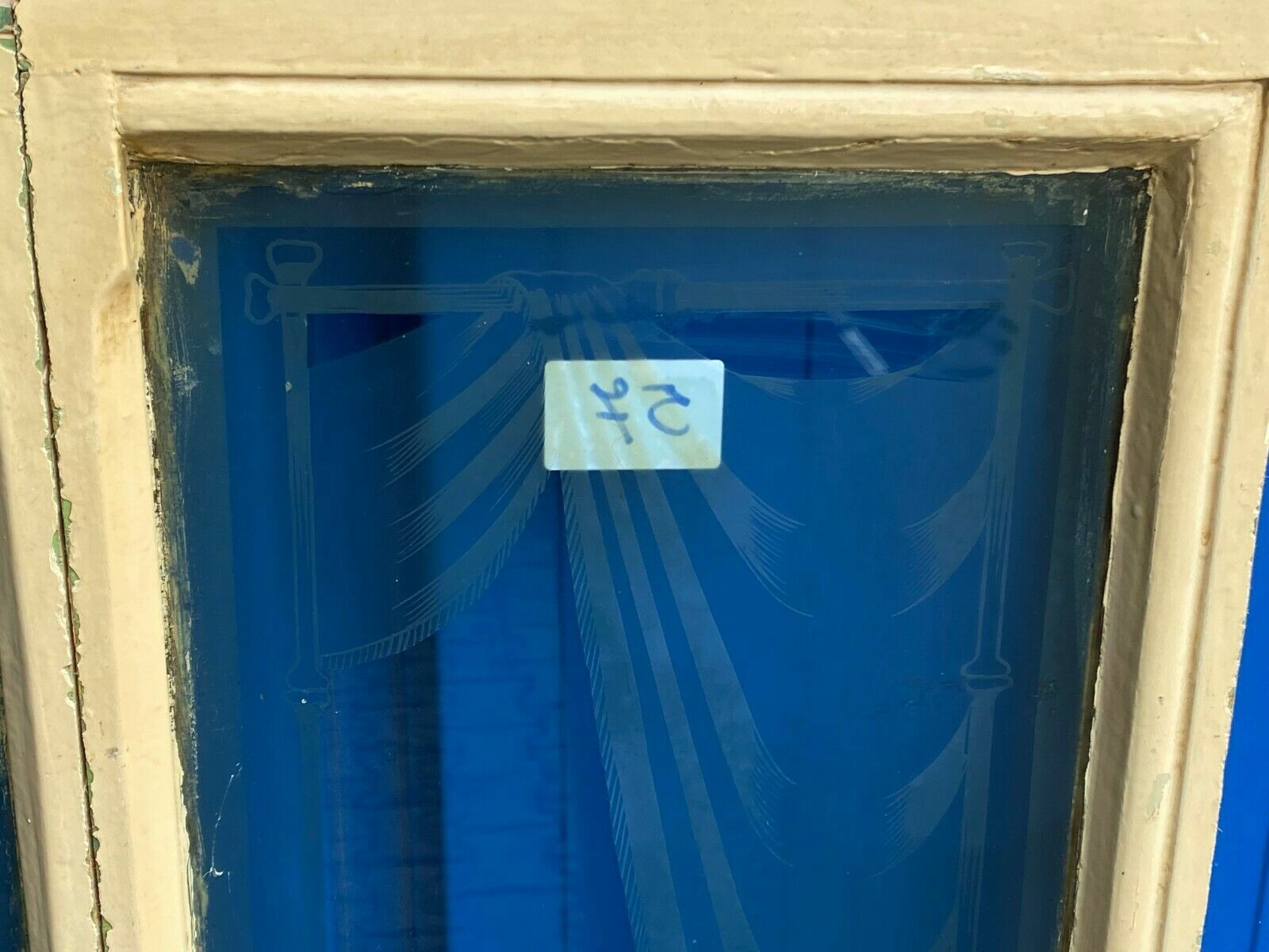 2x antike Glasscheibe Glas Fenster original um 1900 Jugendstil Vögel Girlanden