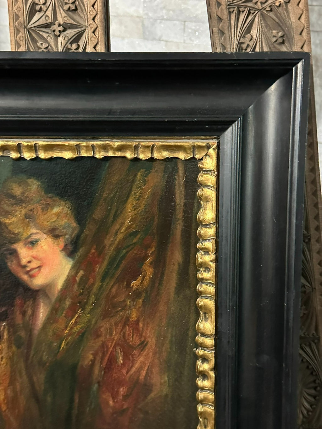 Ölgemälde Jugendstil Akt Erotik Portrait Junge Dame gerahmt