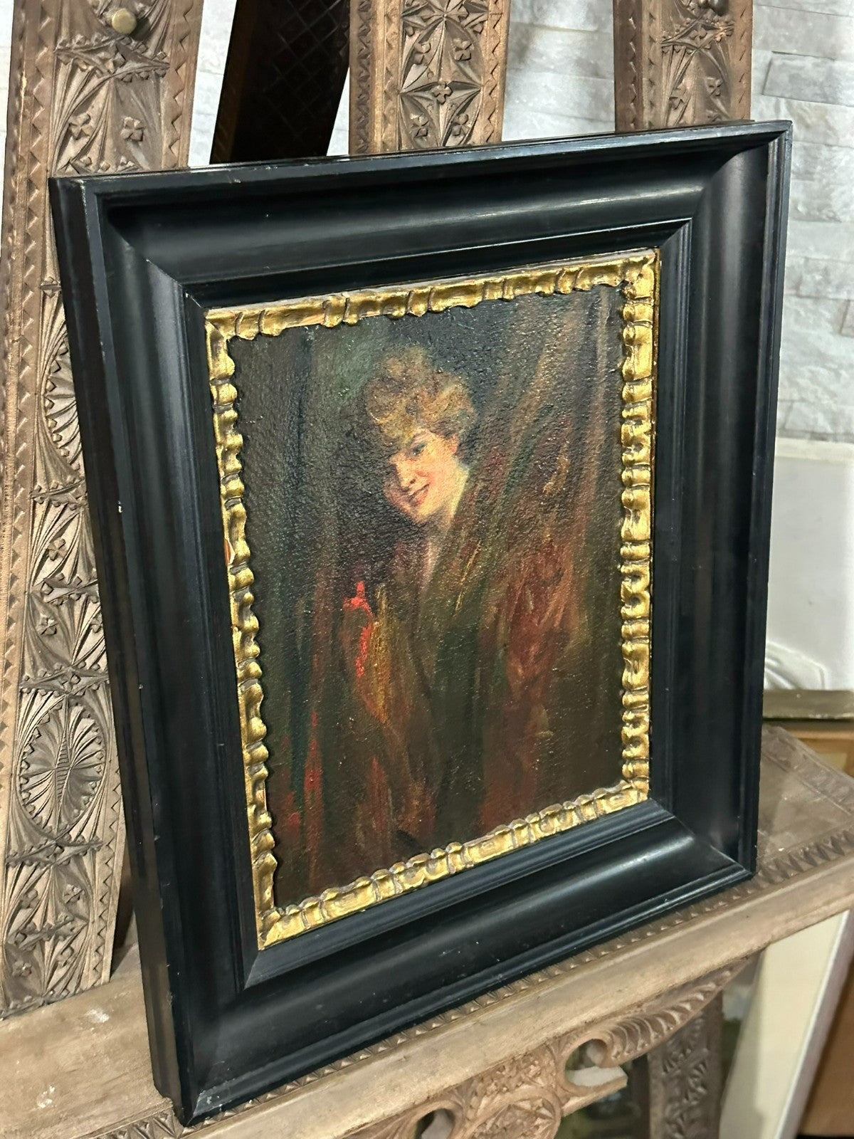 Ölgemälde Jugendstil Akt Erotik Portrait Junge Dame gerahmt