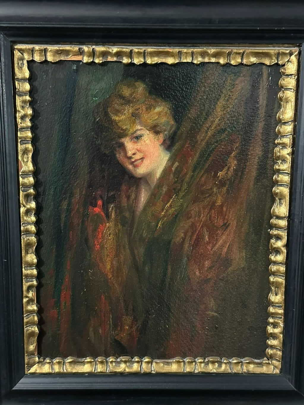 Ölgemälde Jugendstil Akt Erotik Portrait Junge Dame gerahmt