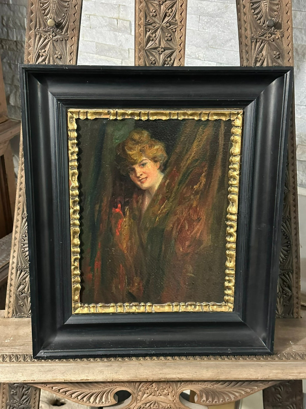 Ölgemälde Jugendstil Akt Erotik Portrait Junge Dame gerahmt