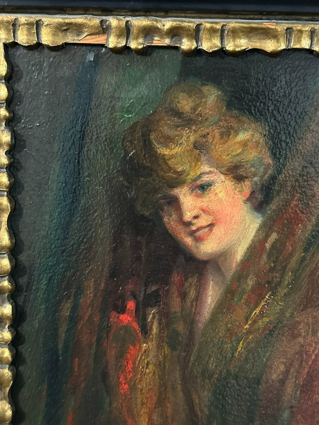 Ölgemälde Jugendstil Akt Erotik Portrait Junge Dame gerahmt