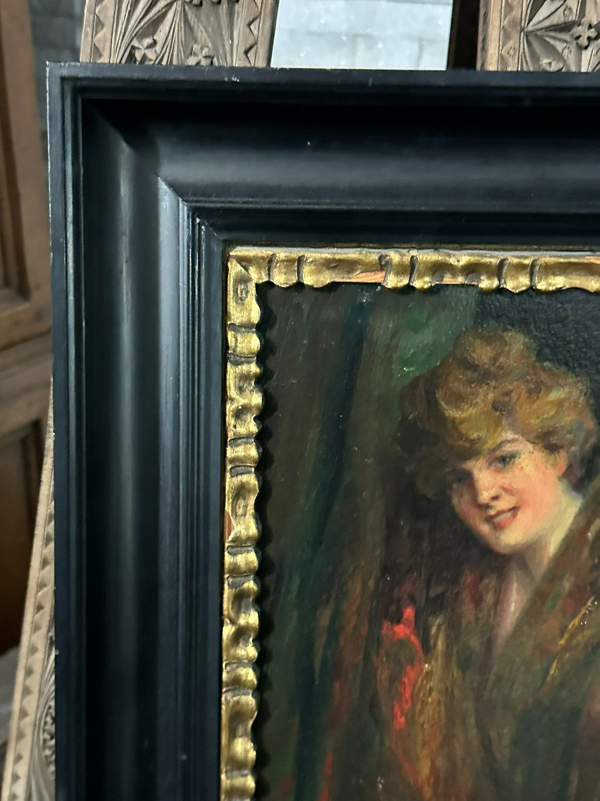 Ölgemälde Jugendstil Akt Erotik Portrait Junge Dame gerahmt