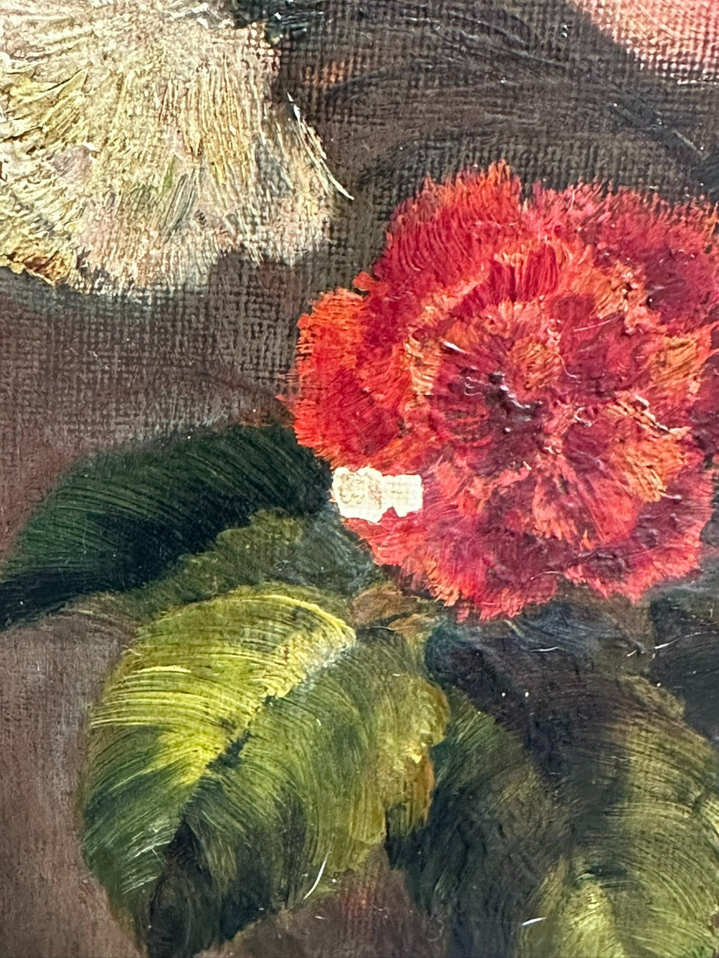 Antikes Ölgemölde von 1902 Blumen Stillleben signiert Stahl