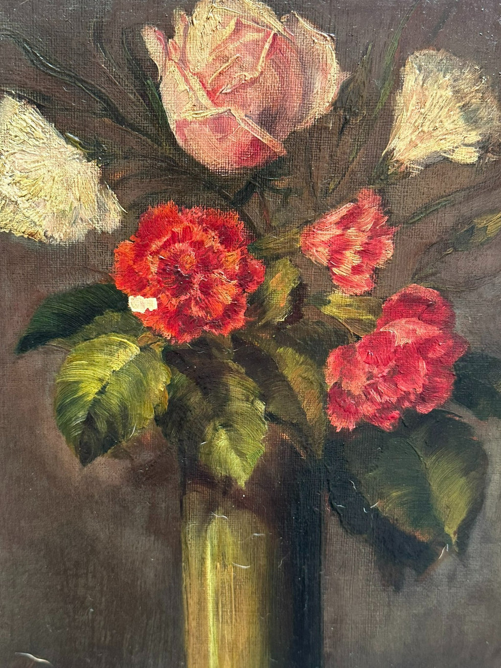 ANTIKES ÖLGEMÖLDE VON 1902 BLUMEN STILLLEBEN SIGNIERT STAHL