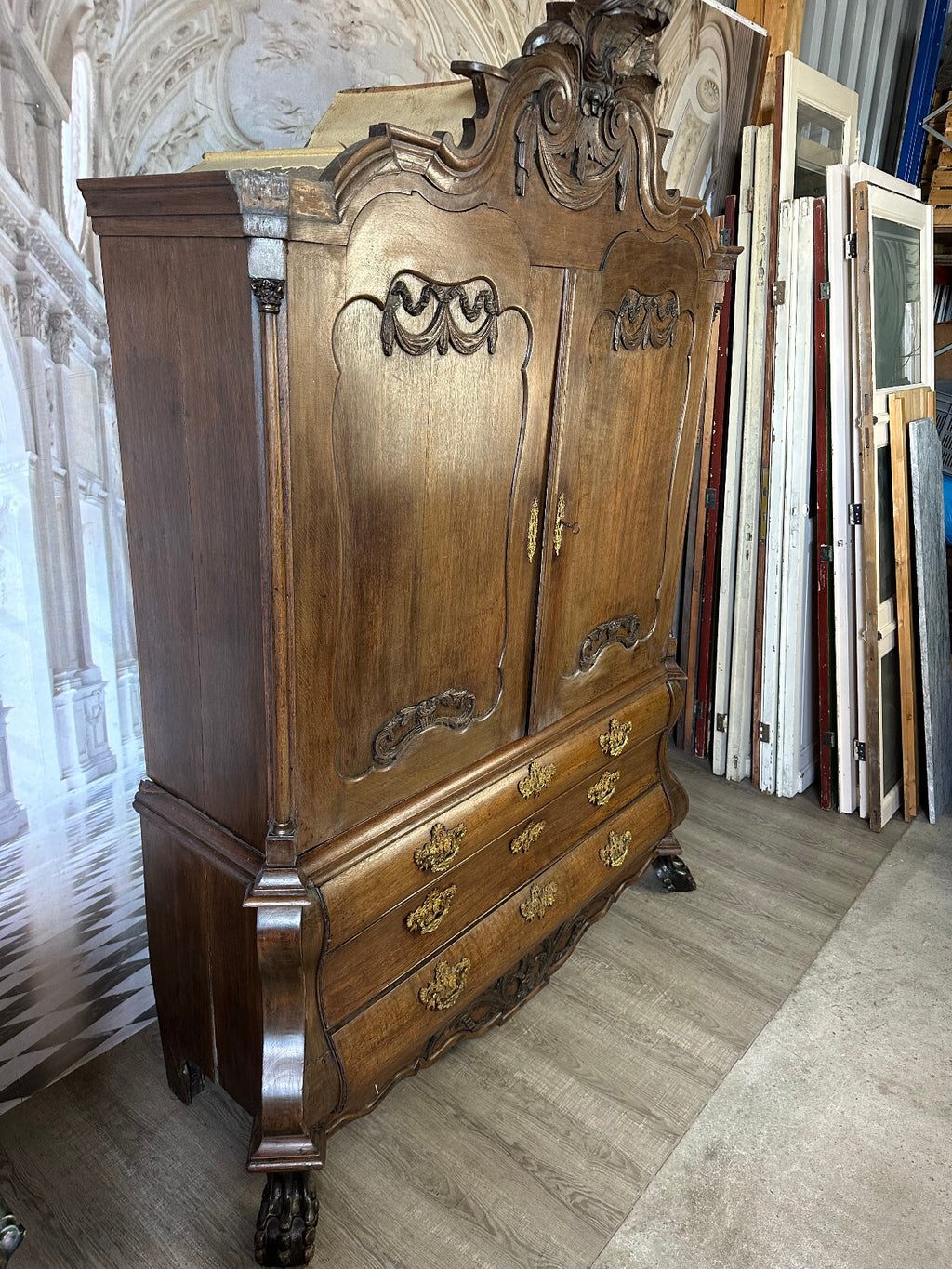 Antiker Schrank Kabinettschrank Louis Xv um 1760 aus Eiche Barockschrank