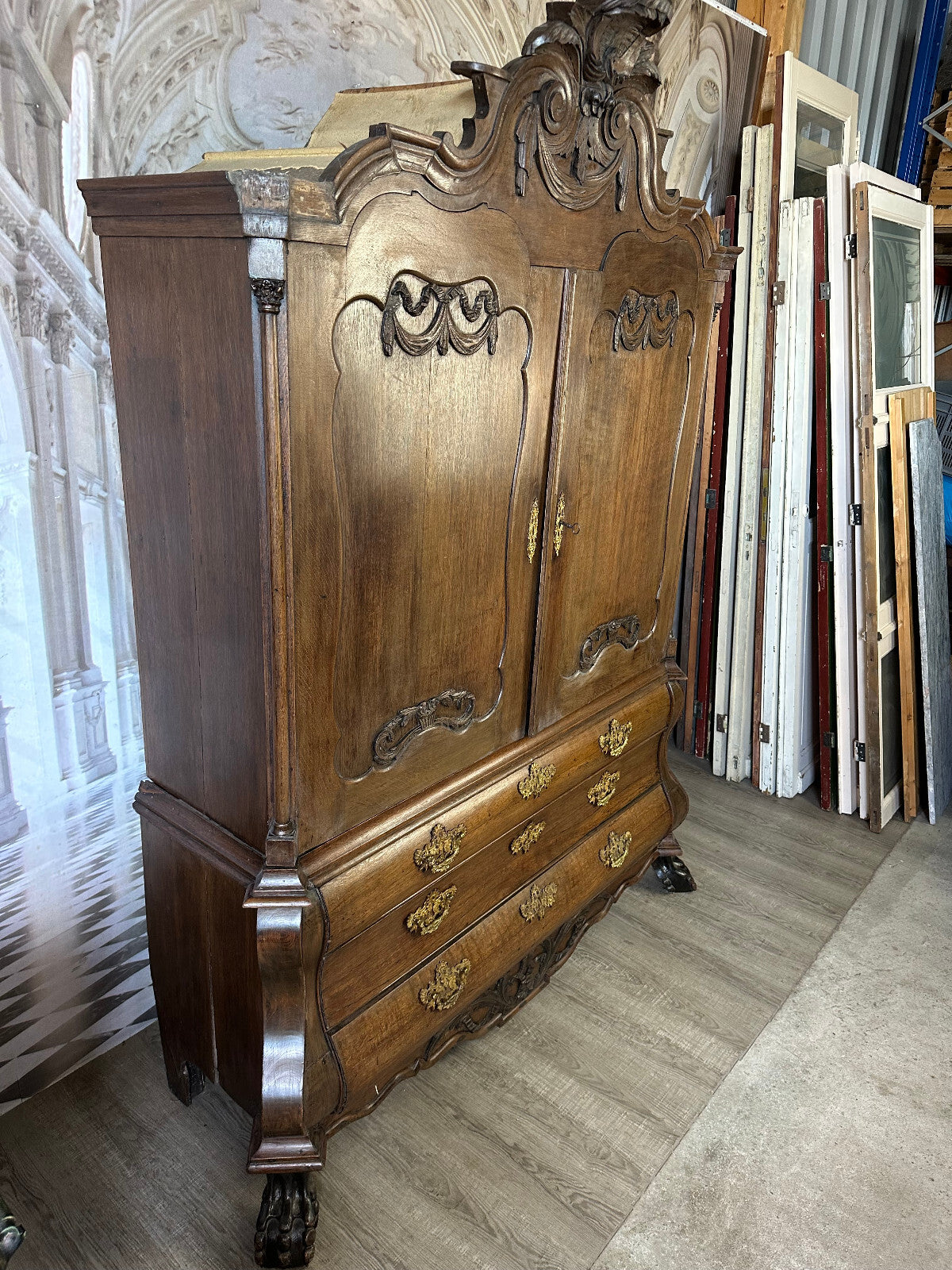 Antiker Schrank Kabinettschrank Louis Xv um 1760 aus Eiche Barockschrank