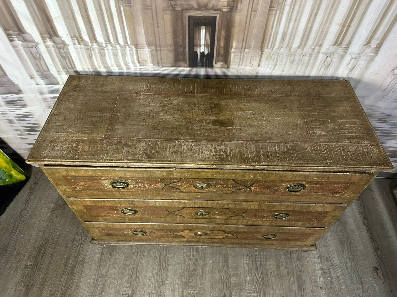 Antike Barockkommode 18 tes Jhdt Gefasste Oberfläche Barock Kommode