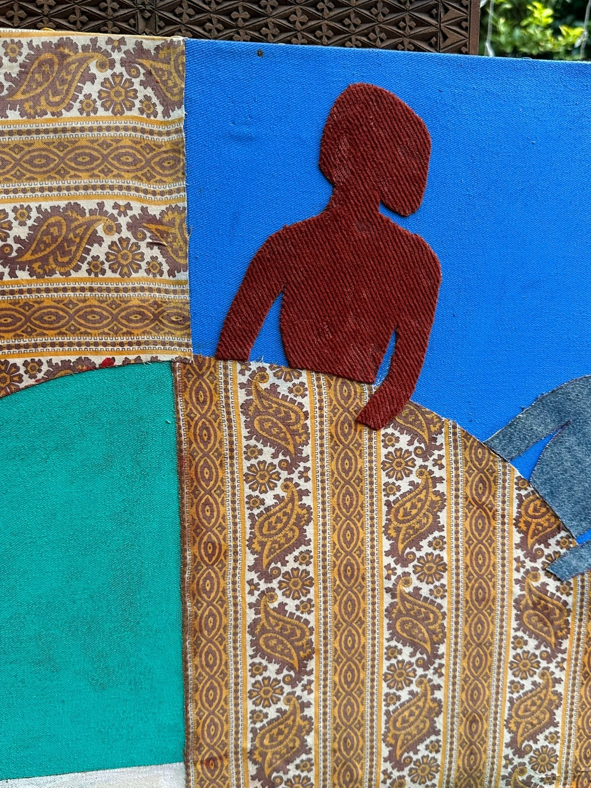 Moderne Komposition signiert Yacoub Al-Kurd Jerusalem Stoff und Acryl Personen