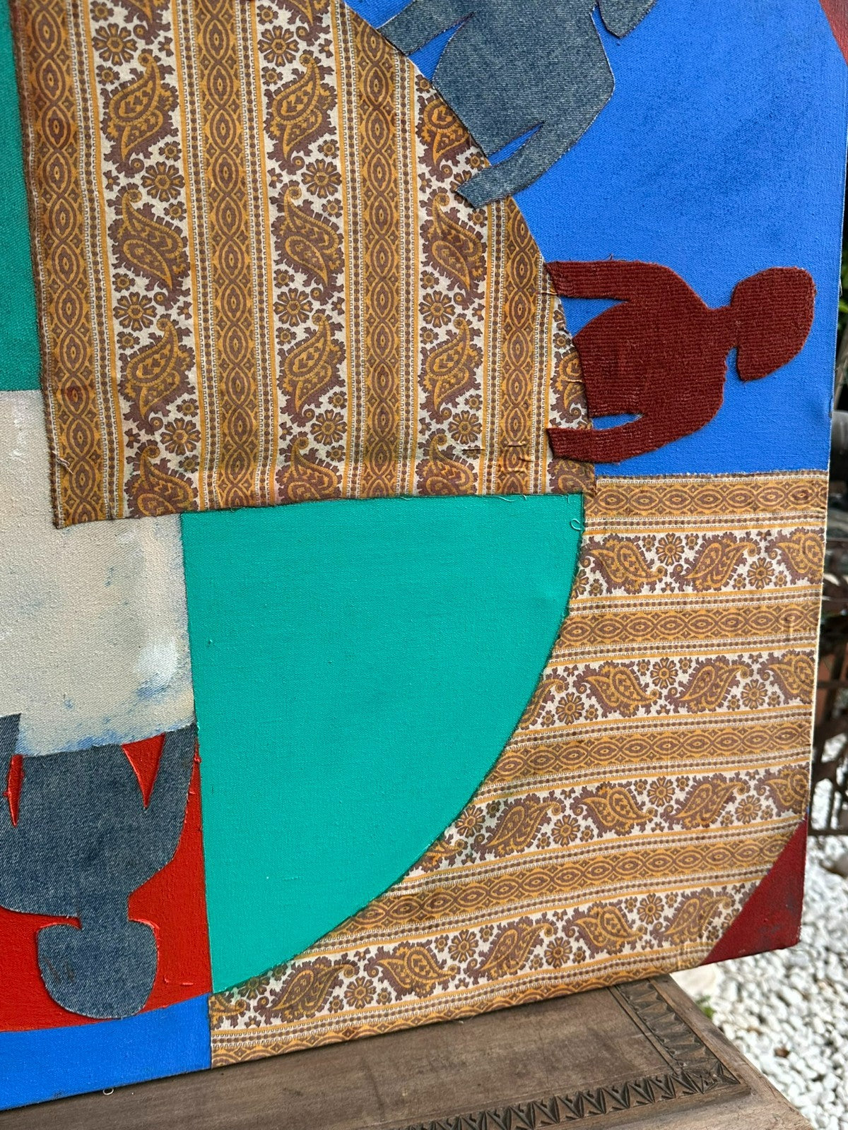 Moderne Komposition signiert Yacoub Al-Kurd Jerusalem Stoff und Acryl Personen