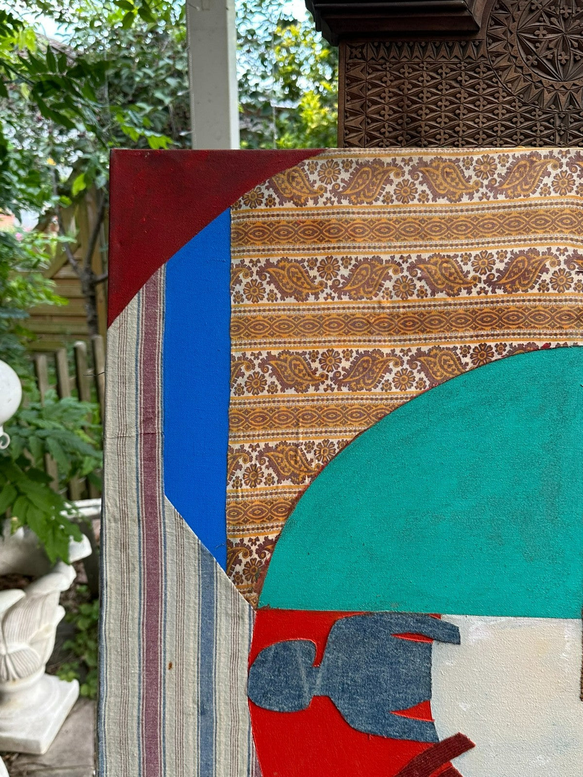 Moderne Komposition signiert Yacoub Al-Kurd Jerusalem Stoff und Acryl Personen