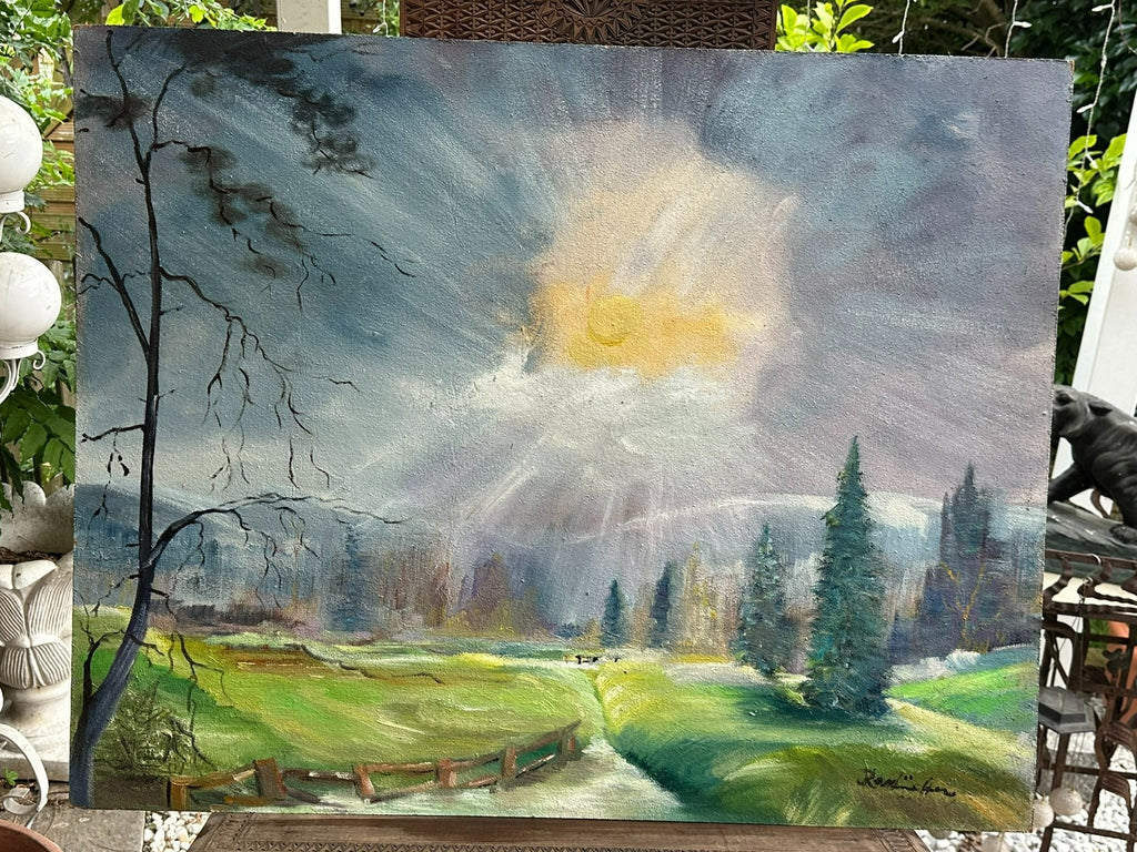 Sehr grosses Ölgemälde Landschaft signiert 100x80cm