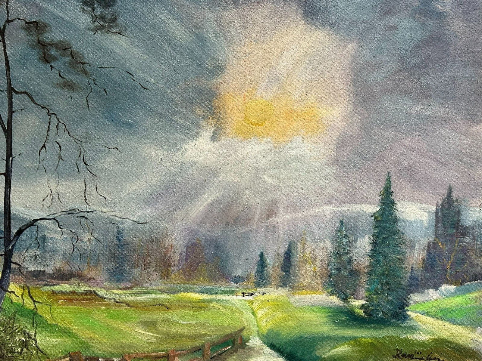 SEHR GROSSES ÖLGEMÄLDE LANDSCHAFT SIGNIERT 100x80cm