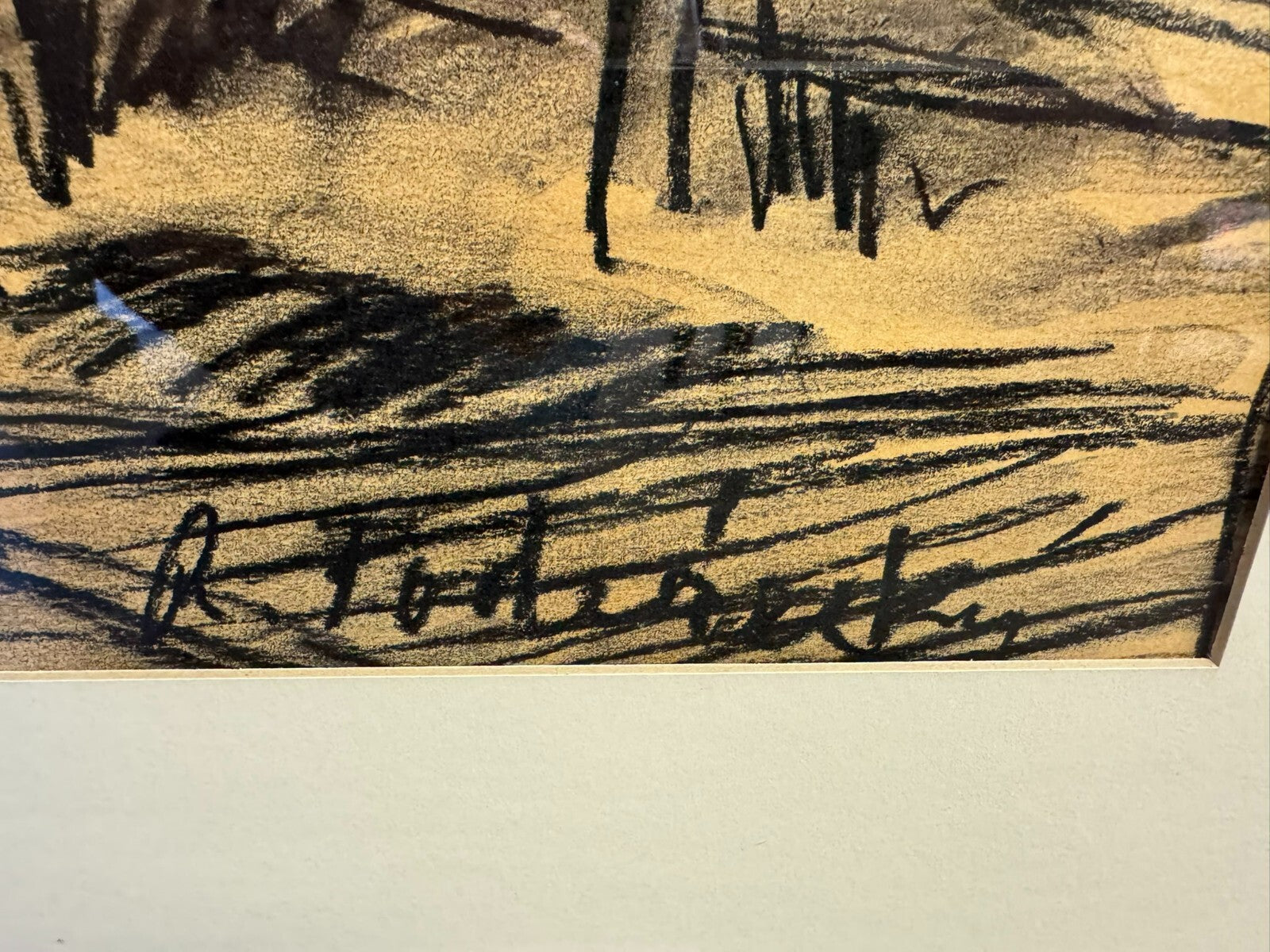 Roman Podrazsky Kohlestift Zeichnung Böhmerwald I gerahmt